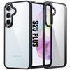 Protective Case - BOOLING - for Samsung Galaxy S25 Plus - Black Silicone - Transparent PC Back - Shockproof