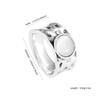 Jianjie Creative Retro Moonstone Wide Band Men's Ring - European and American Popular Jewelry