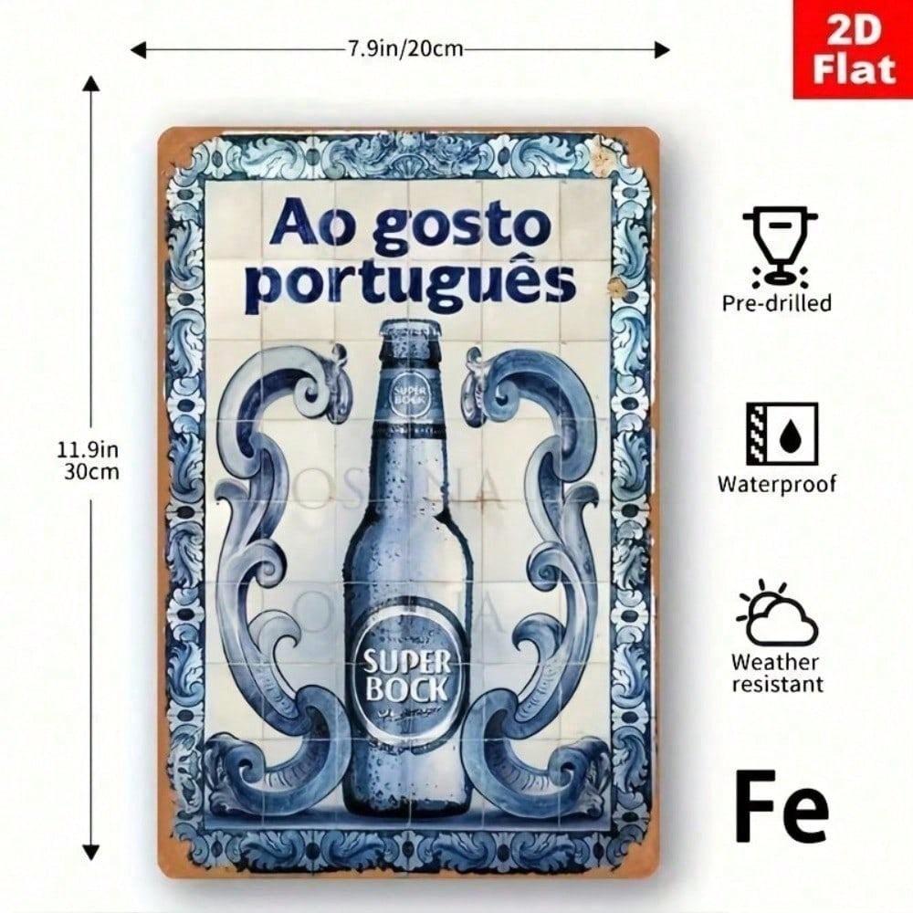 Винтажная металлическая вывеска пива Super Bock (Португалия) 8x12 дюймов, ретро-декор для стены дома, бара, мужской комнаты, гаража, деревенская железная табличка