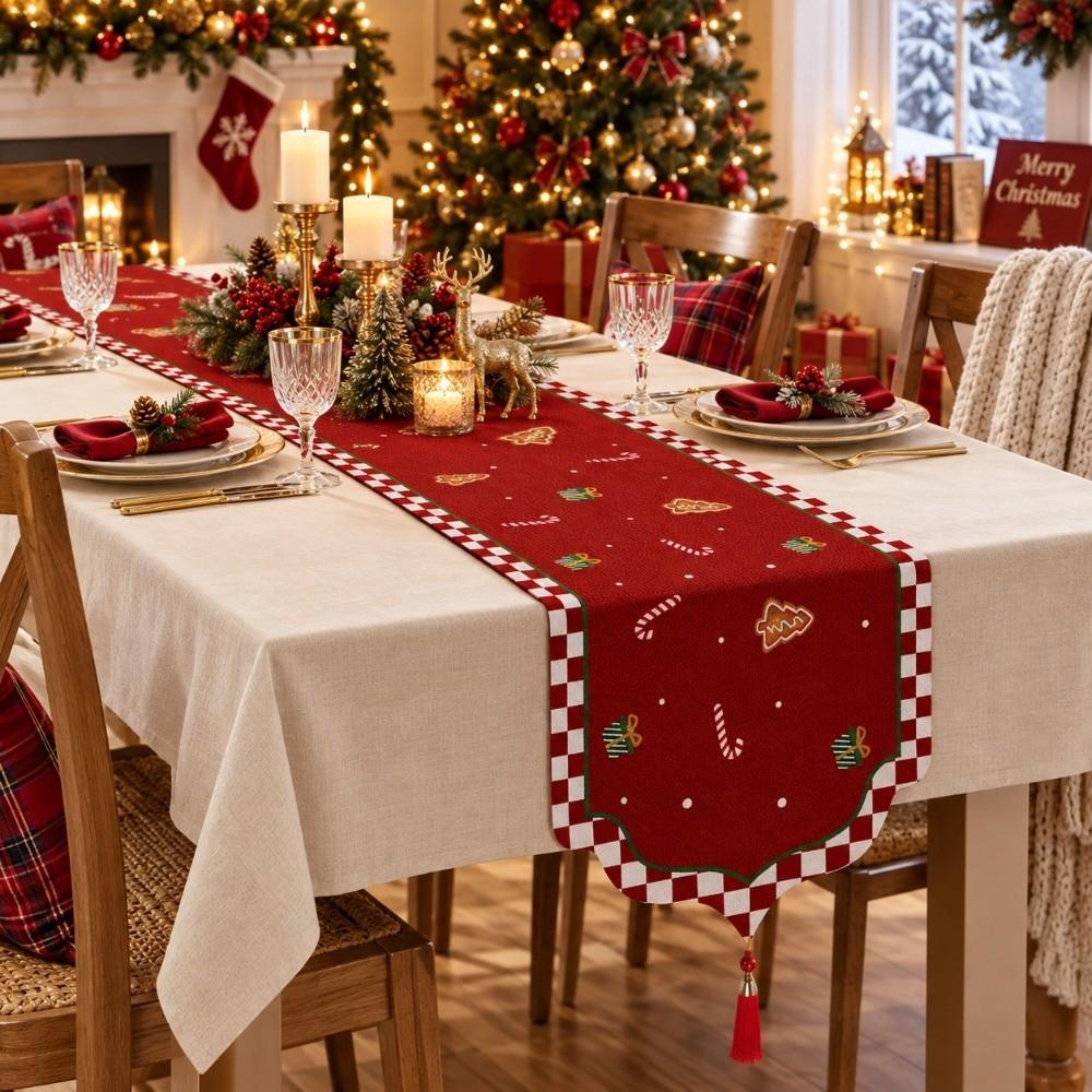 Santa Claus Christmas Table Flag Desk Decor Xmas Tablecloth Christmas Table Runner Home Decor