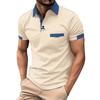 Men's Short Sleeved Lapel Collar T-shirt Casual Round Neck Top