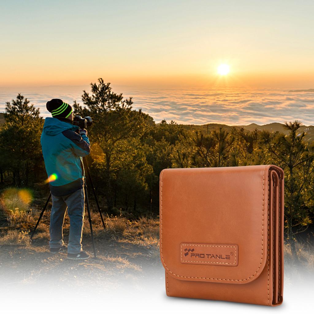 PRO TANLE Filter Hard Storage Case PU Leather Protective Bag Dust-Proof Carrying Punch Holds 3PCS