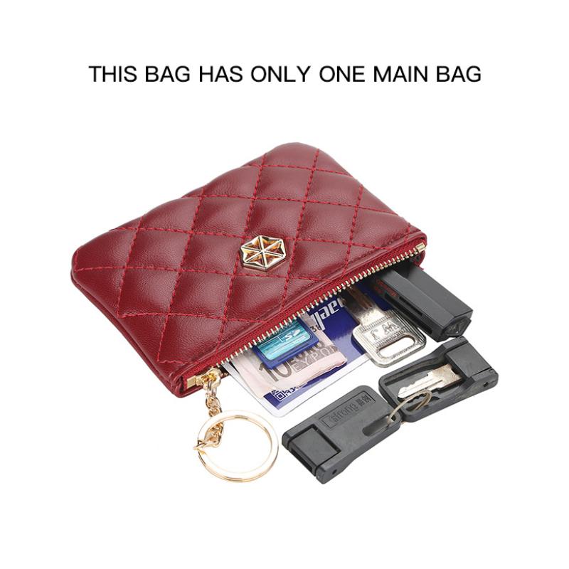 Women's Simple Fashion Wallet Pu Leather Short Purse Zipper Coin Purse Small Metal Ring Bag Key Wallet