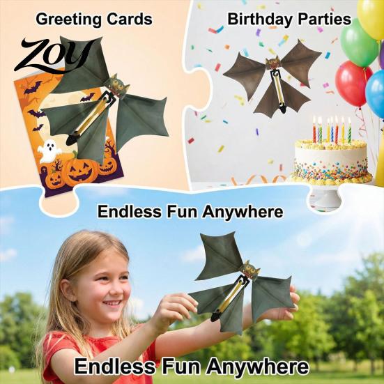 Lightweight Bat Toys 2Pcs Wind Up Flying for Halloween Party Pranks, Realistic Magic Props Funny Decorations with Wings, Creative Interactive