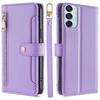 Кожаный чехол-кошелек на молнии для Samsung Galaxy M15 5G с 2 ремешками