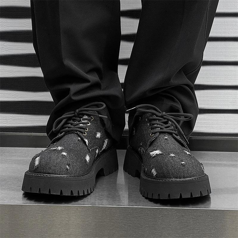 2024 новые туфли дерби с большой головой мужские осенне-зимние на платформе повседневные кожаные туфли с отверстиями 9261-J