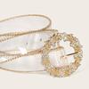 Chic Rhinestone Waistband With Round Buckle For Fashionable Dress And Coat Accessories