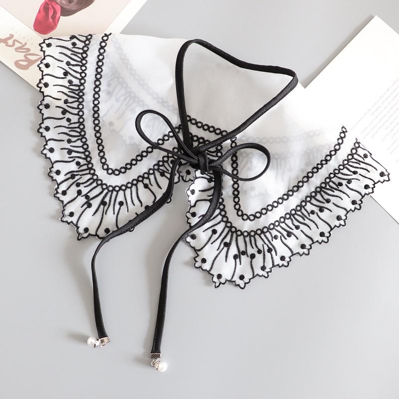 Embroidery Fake Collar Women Detachable Collars Big Lapel White False Collar Shirt Shawl Kragen Sahte Yaka Kraagje Nep Dames
