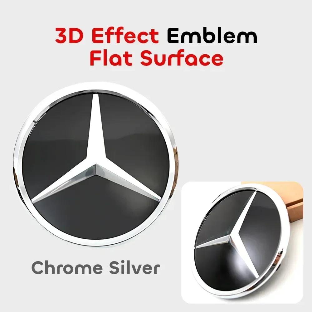 New C200 E200 For Mercedes Benz Chrome Silver Black Front Grille Star Badge Emblem OE Style Flat Surface For Mercedes Benz GLC-