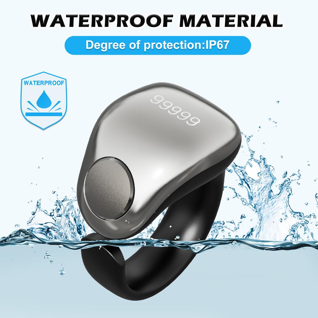 Smart Digital Tasbih Counter Ring 5 Digit Prayer Zikr Rings with 99999 Count with Magnetic Wireless Charging Dock