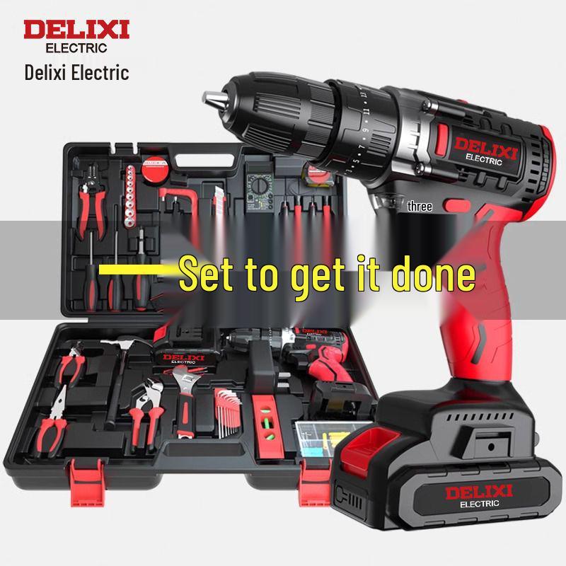 Delixi Multifunctional Lithium Battery Drill Set for Electrician & Woodworking Maintenance