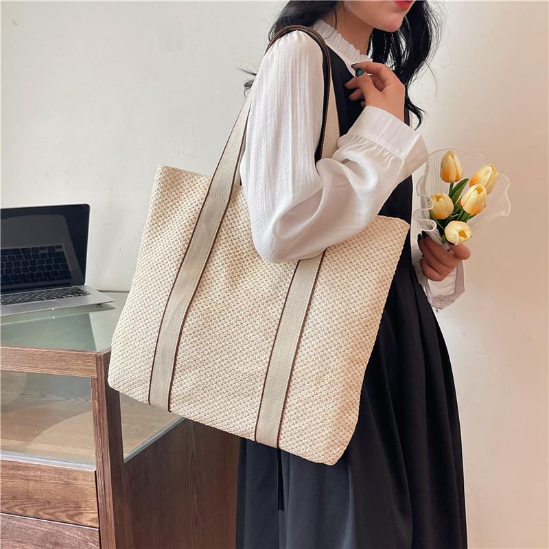 Yogodlns Летние сумки ручной работы для женщин, пляжные тканые женские соломенные пляжные сумки, большая вместительная сумка с верхней ручкой, сумки-тоут