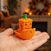 Halloween Party Decorations 3D Printed Boat Figurine, Spooky Ghost Pumpkin Realistic Ship Decor Statue for Tabletop Home Detailed