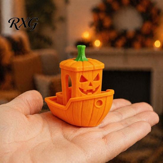 Halloween Party Decorations 3D Printed Boat Figurine, Spooky Ghost Pumpkin Realistic Ship Decor Statue for Tabletop Home Detailed