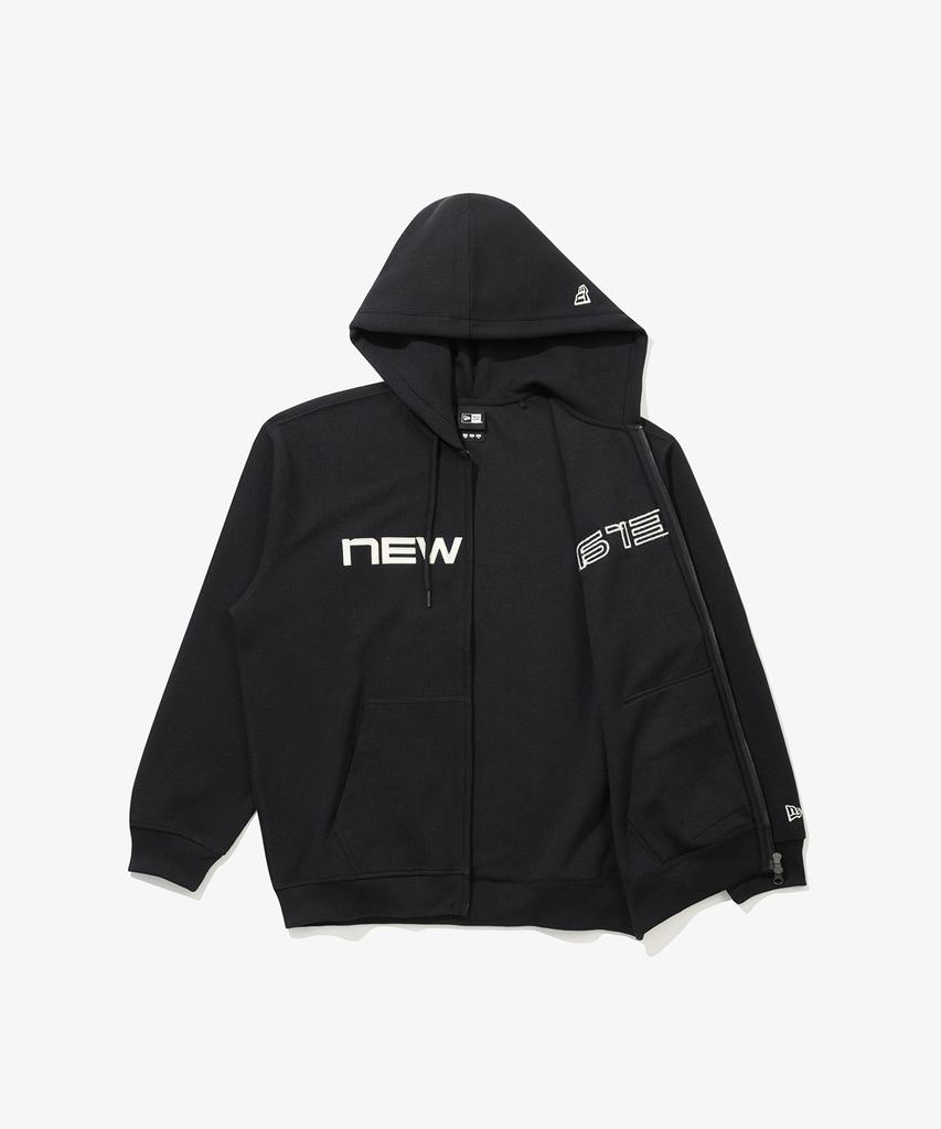 NEW ERA Waffle Hooded Zip-Up Jacket Black 14954615