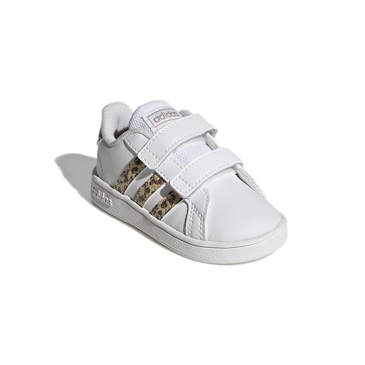 Adidas Neo GRAND COURT Abrasion Resistant Low top Skateboard Shoes White Gold Infant And Toddler FZ3528