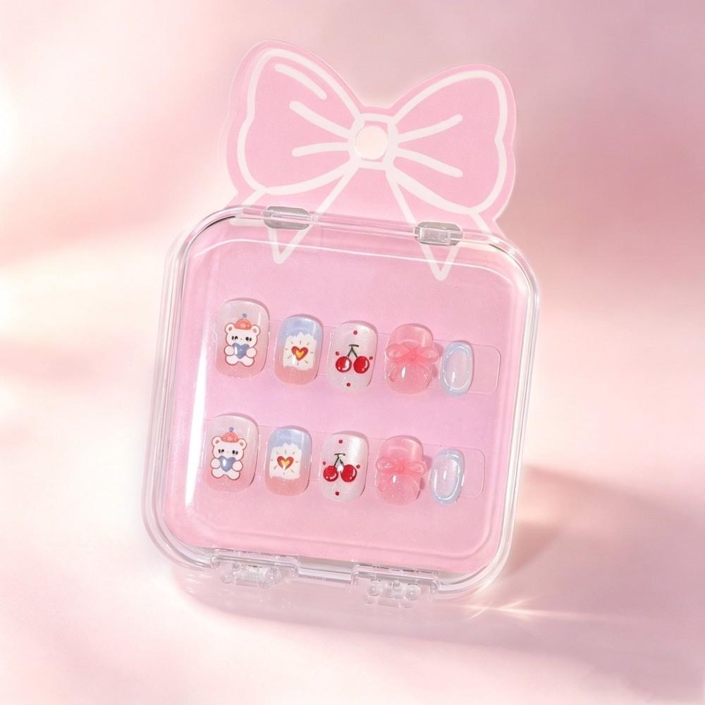 Cat's Eye Press On Nails Short Nail Tips New Nail Stickers Children Wearing