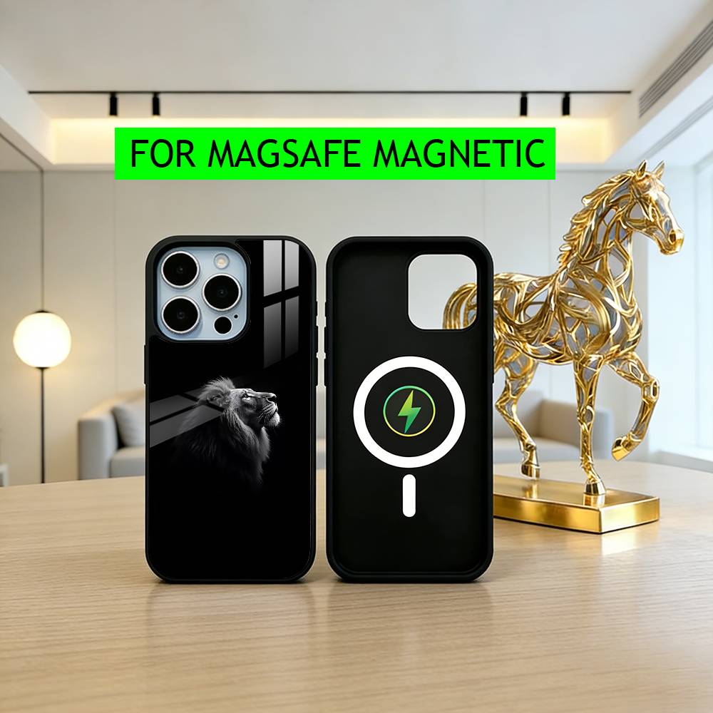Чехол для телефона L-Lion с узором P для iPhone 17, 16, 15, 14, 13, 12, 11 Plus, Pro, магнитный с беспроводной зарядкой Magsafe