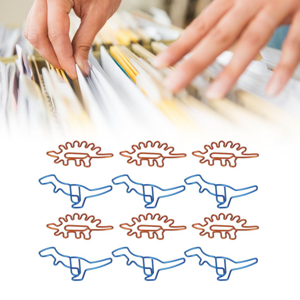 100 шт. скрепок для бумаги, уникальная форма динозавра, легкая портативная металлическая скрепка для гальванизации