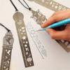 4Pcs/Lot Creative Hollow Metal Bookmark Ruler Multi-function Drawing Icon Model Ruler with Scale Ruler for Student School Supplies