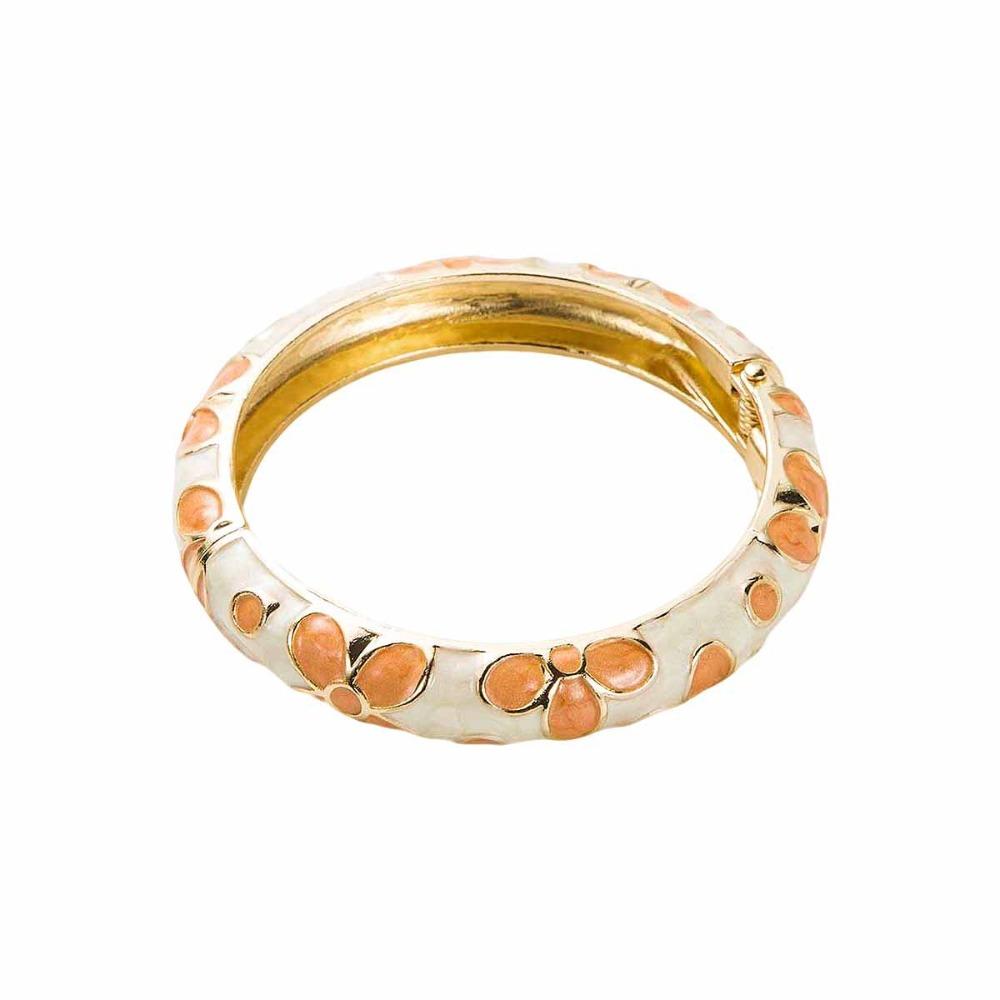 Chinese Style Enamel Flower Bangle Colorful Women's Hand Bracelet Vintage Cloisonne Bangle  Girls