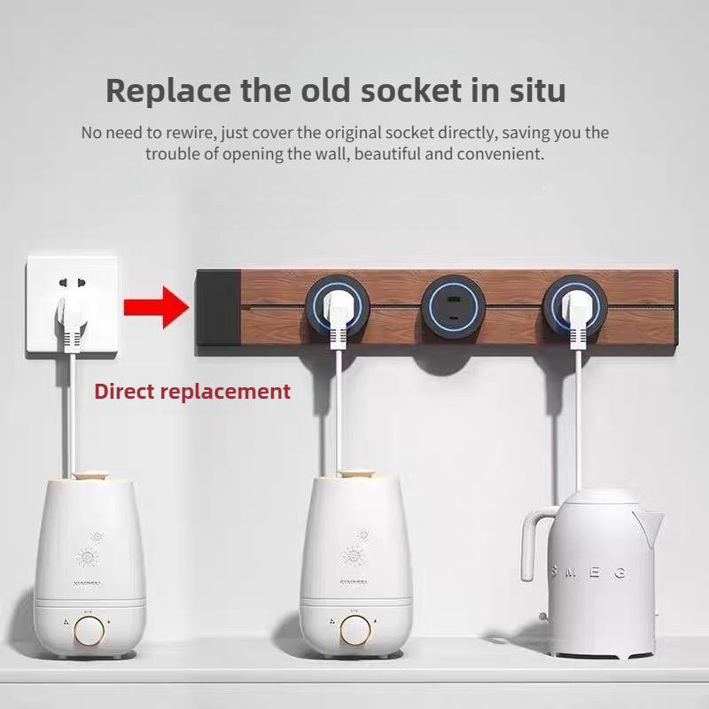 Новая силовая шина с текстурой под дерево, розетка, бытовая кухонная техника, силовая рейка, адаптер-вилка, стандартная настенная/мобильная рейка-розетка