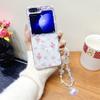 Применимо к Samsung ZFlip6 чехол узор мультяшный цветок чехол для мобильного телефона zflip5 складной экран портативный защитный чехол с подвесной цепочкой