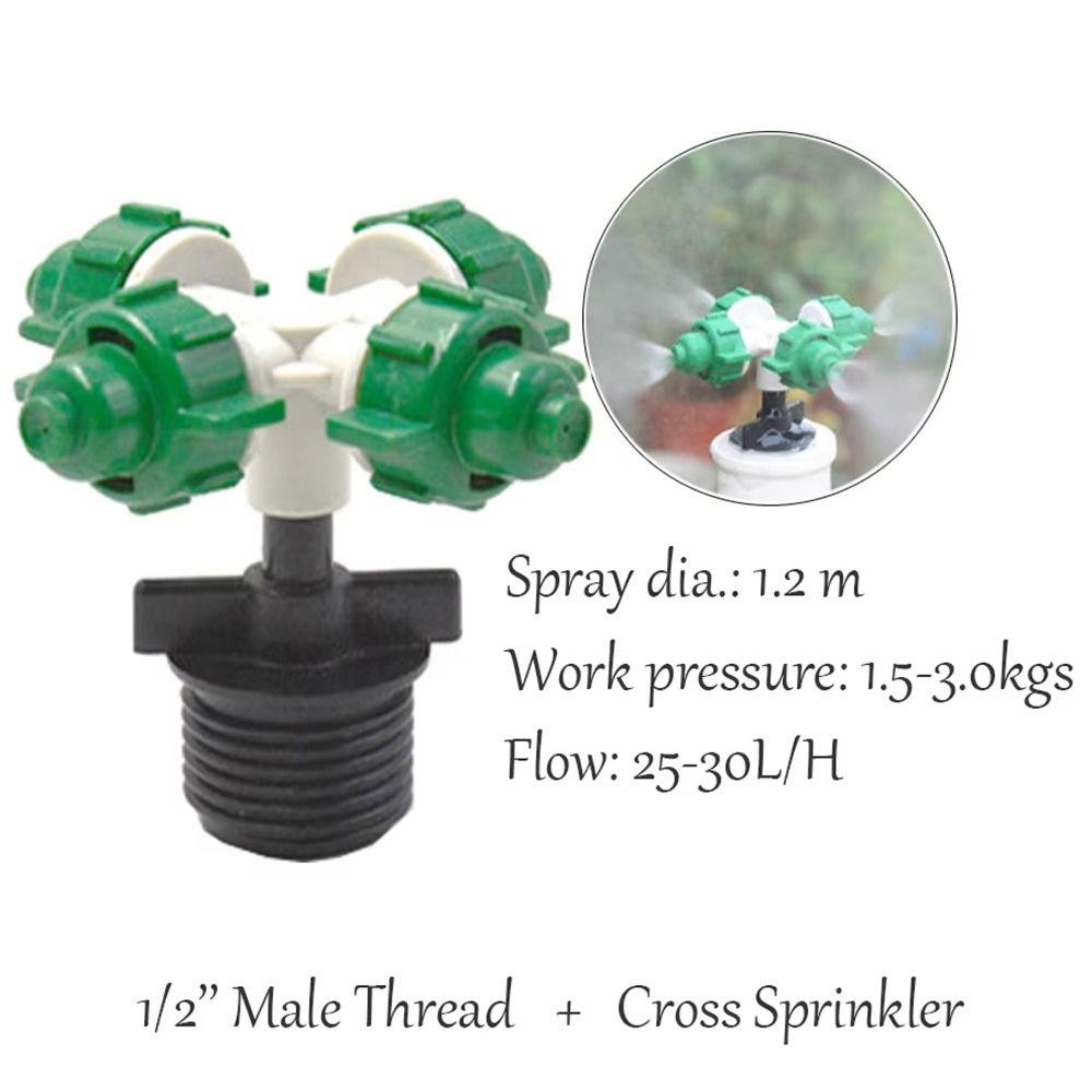 5 шт. Форсунка распылителя воды туманом крестообразная 1/2" G1/2 с резьбовым соединителем 'папа' Соединитель дождевателя для теплицы