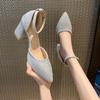 Fashion Champagne Women's High Heel Sandals Selling Womens Shoes Fashion Sandals Elegant Pointed All-match Solid Color Dress Party