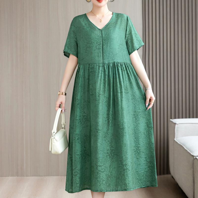 Элегантные платья для женщин, повседневные летние длинные платья больших размеров с короткими рукавами, женская винтажная женская одежда среднего возраста