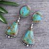 Bohemian Vintage Inlaid Imitation Turquoise Geometric Pendant Earrings for Women Fashion Exquisite Party Zircon Gifts
