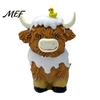 Healing Home Decor Pieces Highland Cow Resin Figurine, Cute Bath Cap Statue, Small Animal Sculpture for Table Desk Shelf Vanity Bathroom, Unique Gift