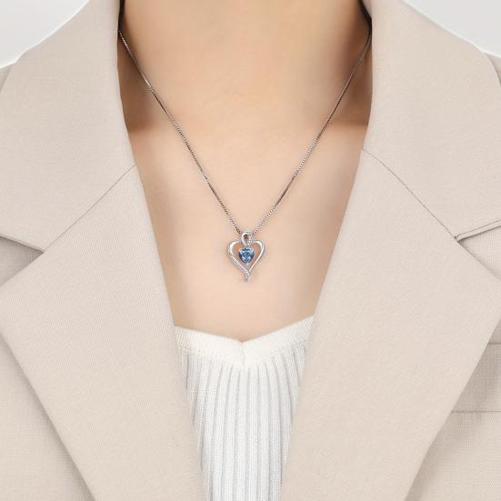 Heart Necklace for Women Love Heart Pendant with Faux Crystal Birthstone Necklace for Mother's Day Anniversary Birthday