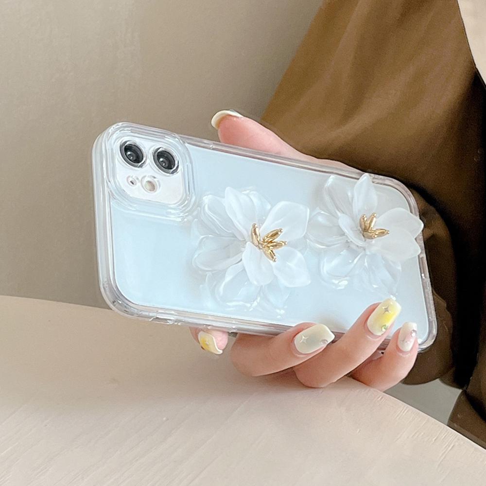 Шикарный прозрачный чехол для телефона с белым цветком для Iphone 14 12 11 13 Pro Max Xr X Xs Max 7 8 Plus Se 2020 Girs, модный чехол