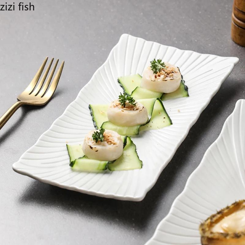 Чисто белая нестандартная керамическая длинная барная тарелка суши димсам блюдо молекулярная кухня демонстрационная тарелка ресторан креативная посуда