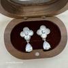 High-End Zircon Flower Shell Stud Earrings for Women: Fashionable, Luxurious, Sweet, Versatile Accessory