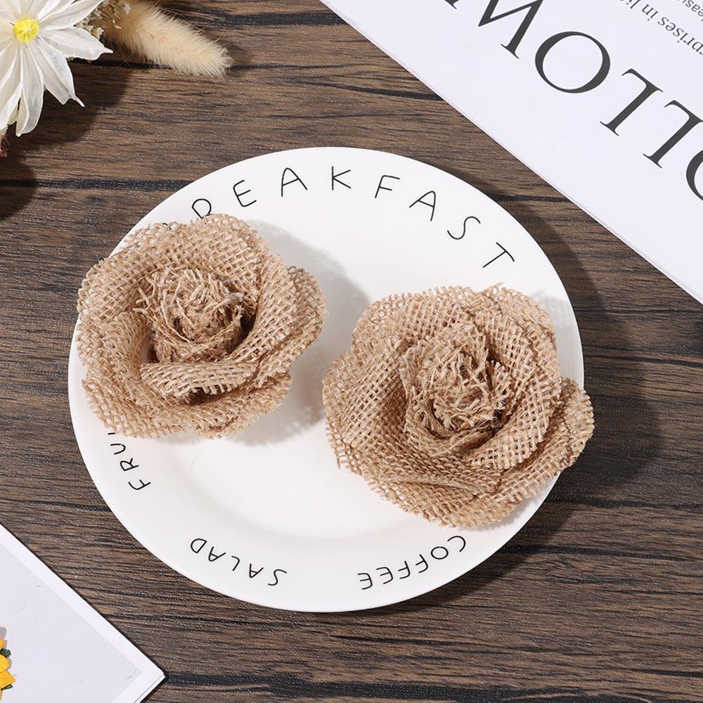 Party Supplies Home Decor Natural Hessian Jute Burlap Handmade Flowers Retro Wedding Decoration