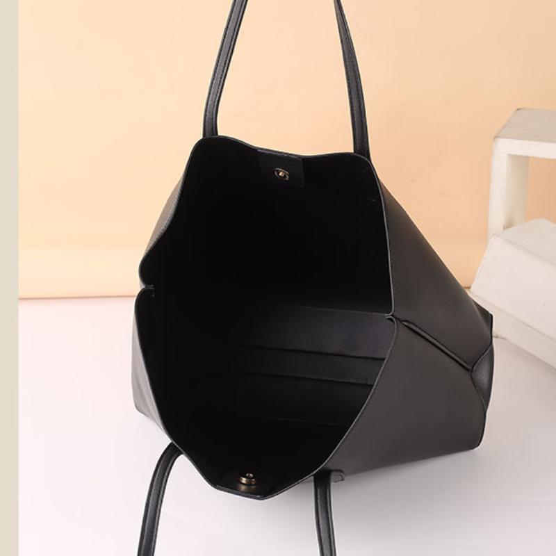 Новые Модные Женские Сумки-Тоут Простые Женские Сумки Через Плечо Большой Вместимости для Поездок на Работу Однотонные Женские Сумки из Полиуретановой Кожи