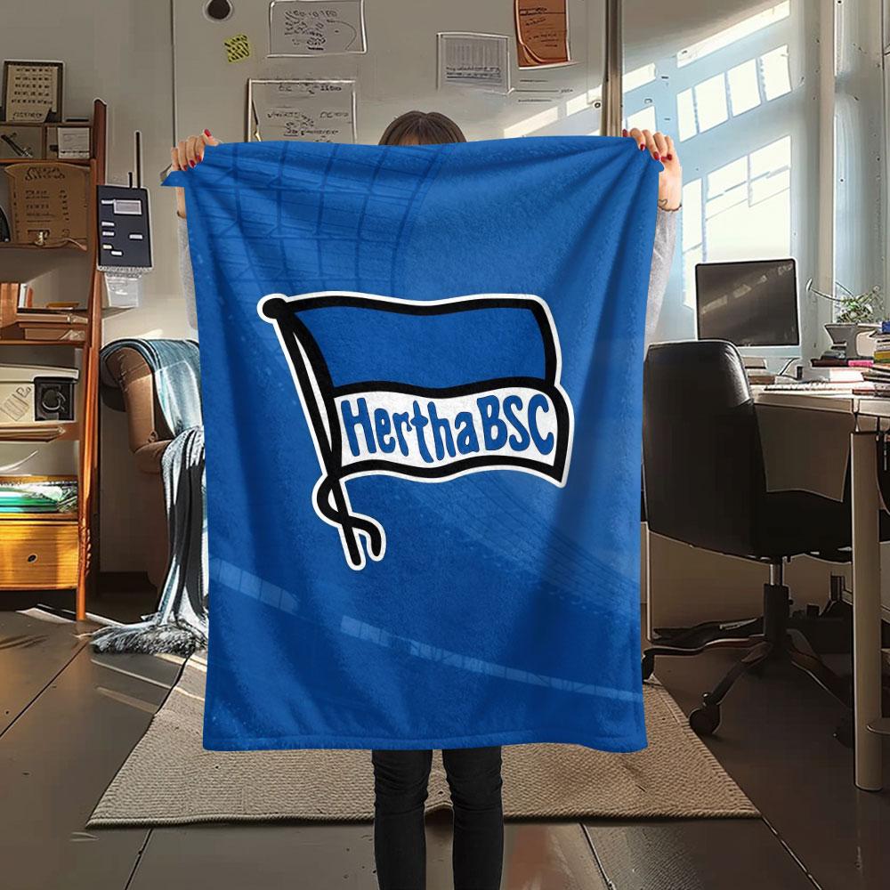 Hertha Berlin Printed Flannel Blanket, soft throw for bedroom sofa, washable, Christmas present, great gift.