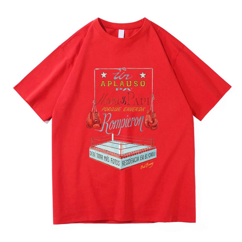 Dtmf Residencia Tour Boxing Tshirt Bad Bunny Unisex Unisex Clothing Harajuku High Quality Tops Cotton Shirt Fan Gifts Streetwear