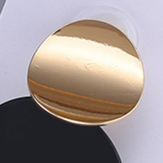 1 пара сережек-гвоздиков с геометрическим рисунком, блестящий металл, маленький, большой, круглый лист, изящный, минималистичный, гипоаллергенный