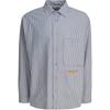 Slim Fit Striped Logo Button Long Sleeve Shirt Men Shirts Blue K1S151100007S00X7V0028