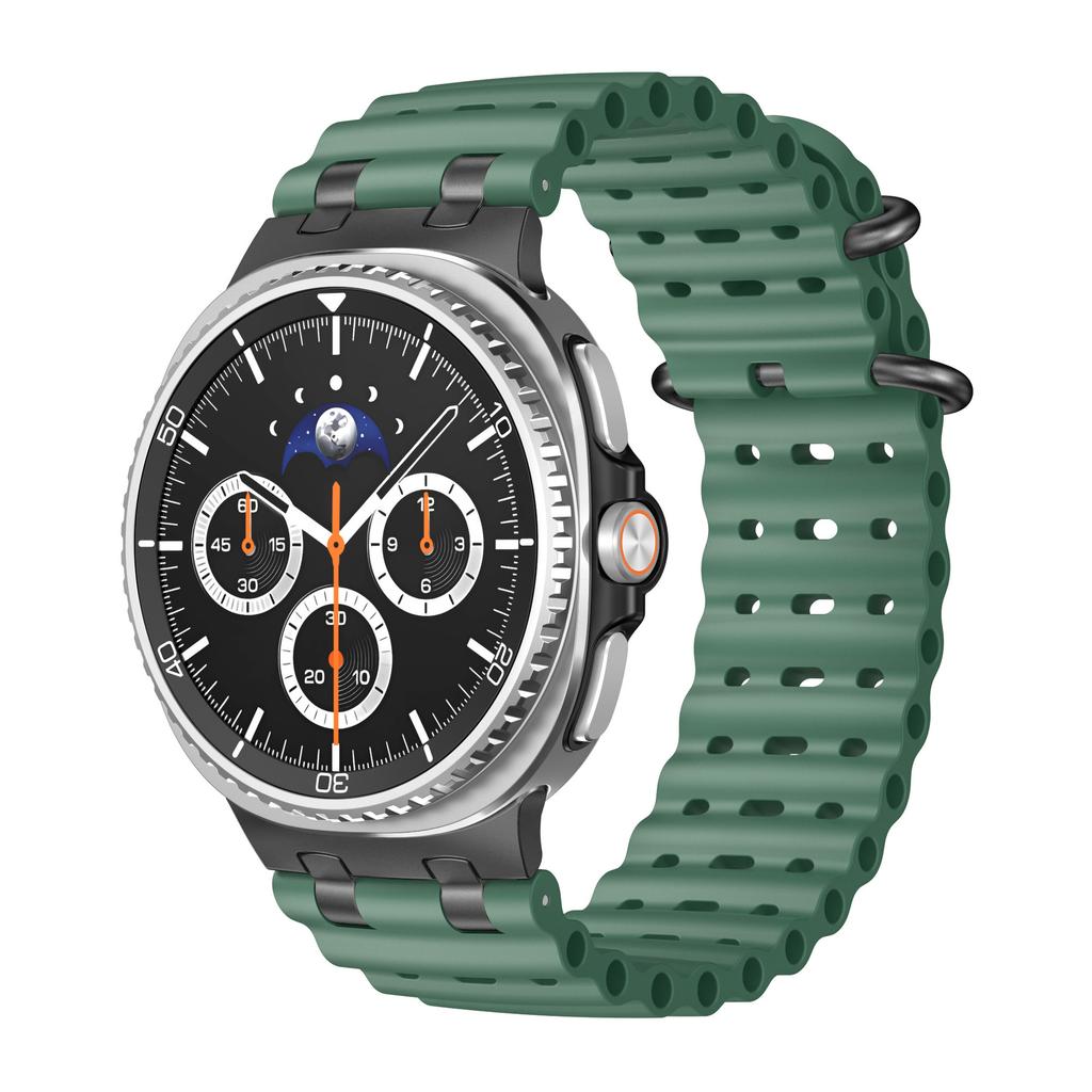 Ремешок Ocean для Samsung Galaxy Watch 8 40 мм 44 мм Спортивный силиконовый браслет для Galaxy Watch 8 Classic 46 мм Металлический коннектор