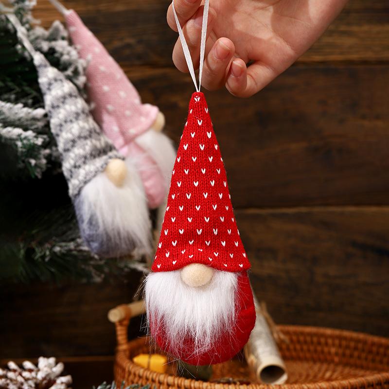 Рождественские украшения Вязаная подвеска Рождественская подвеска Безликая кукла гном старик подвеска Рождественская елка подвеска