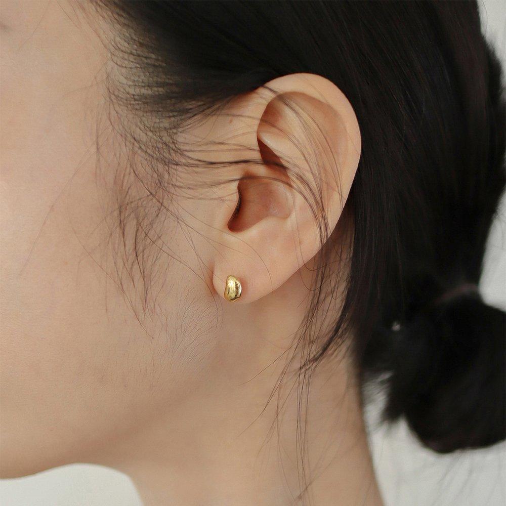 [ Modernlike / Headquarters Authentic ] 14K Gold-Filled Silver Water Drop Bean Earrings