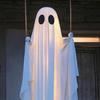 Юшэн Подвесной Качающийся Декор Привидение Хэллоуин Большое Качающееся Привидение со Светодиодной Подсветкой Уличное Жууткое Светящееся Белое Привидение для Передней Веранды Двора Дерева