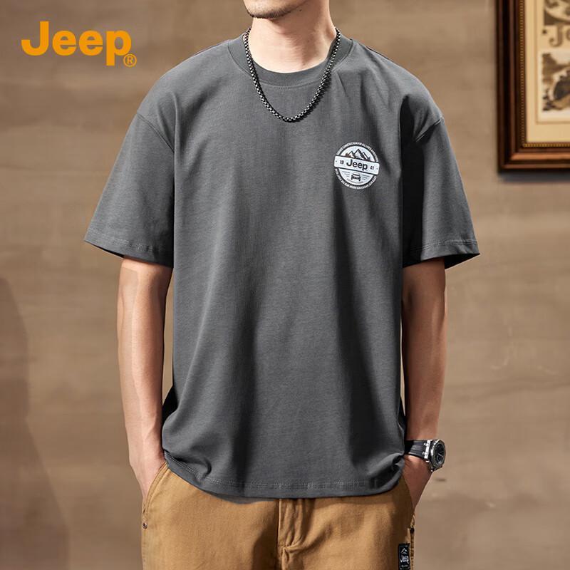 Jeep Мужская летняя свободная футболка из чистого хлопка
