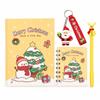 4Pcs/Set Santa Claus Christmas Gel Pen Christmas Keychain Christmas Coil Notebook  Holiday Gifts