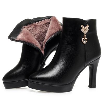 Модные женские короткие ботинки на высоком каблуке, зимние, новые, на платформе, удобные, не утомляющие ноги, женские ботинки с острым носком на тонком каблуке, женская обувь на каблуке