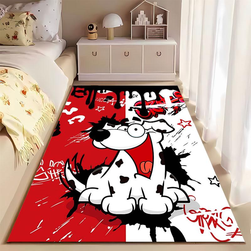 Cartoon Dog Graffiti Art Carpet suitable as a non-slip mat for the living room or bedroom sofa